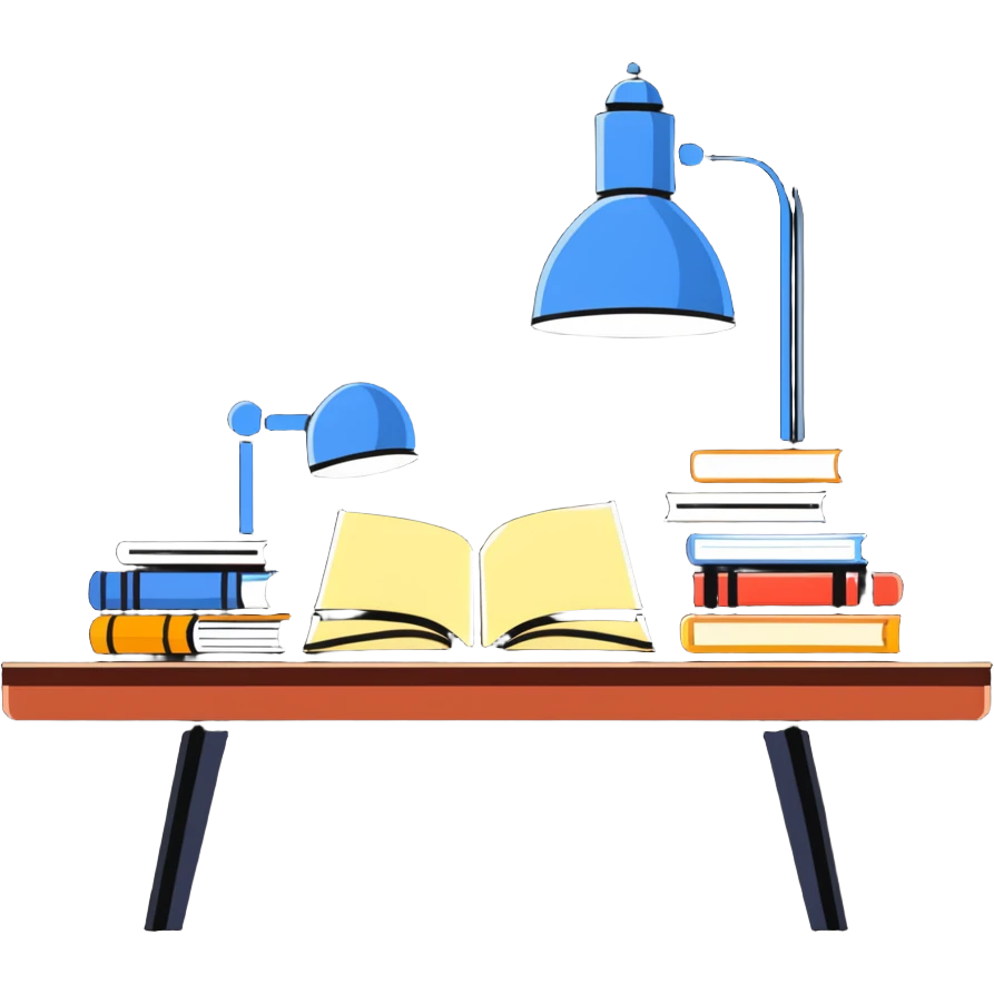 study desk with lamp and books emoji