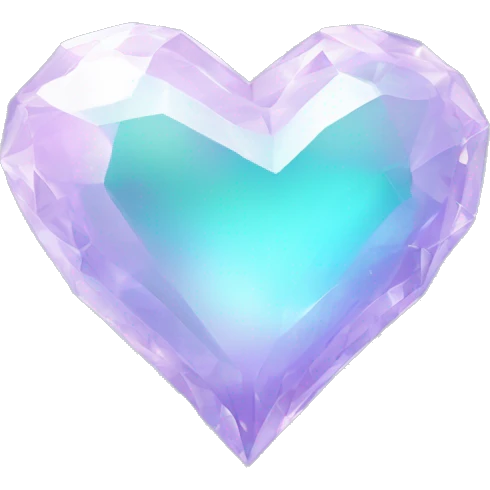 pastel lilac and cyan iridescent crystal heart emoji