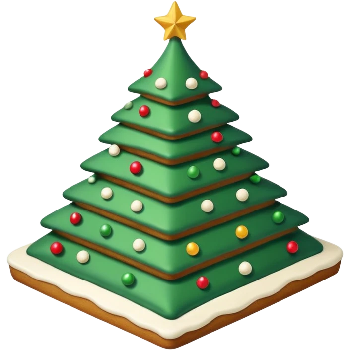 flat cake that looks like christmas tree, it is whole layered with white cream and has sharp corners emoji