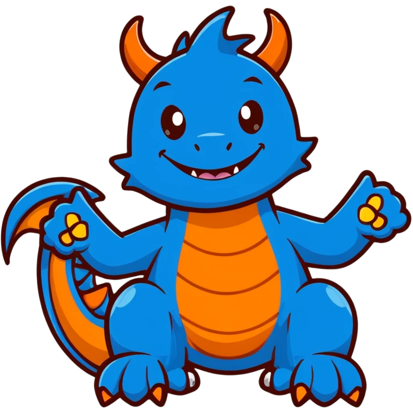 Humanoid blue dragon, smiling with a thumbs up emoji