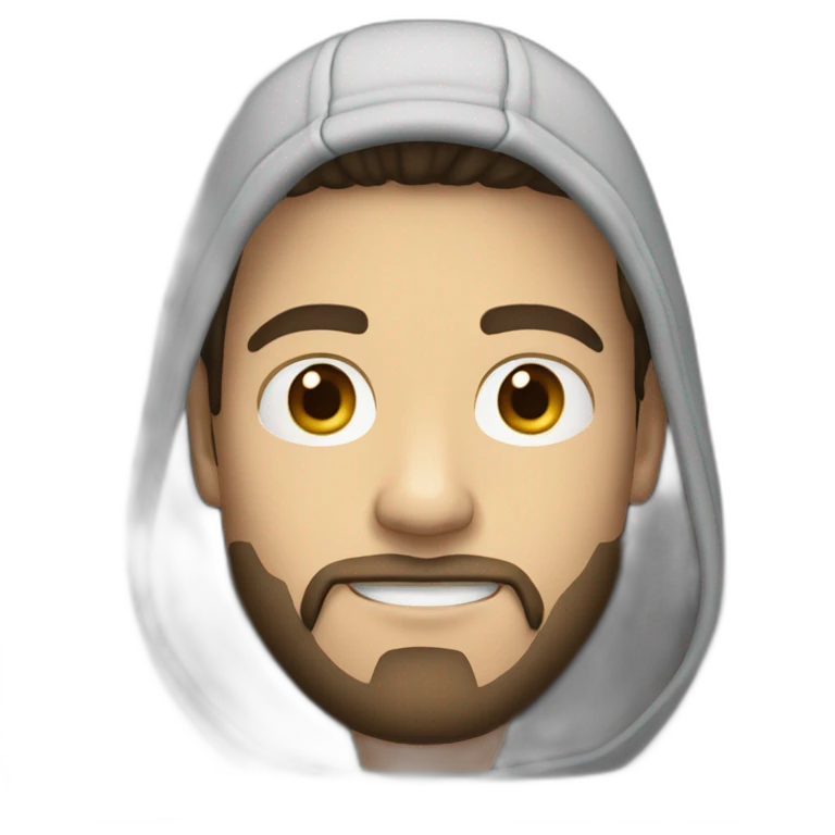 White man dark hair wearing a backwards cap and a goatee beard wearing hoodies emoji