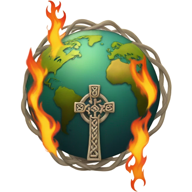 Celtic cross with Earth on fire  emoji