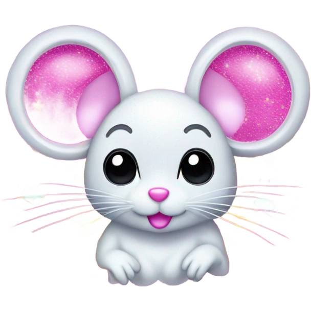 Lisa frank glitter mouse with daisy  emoji