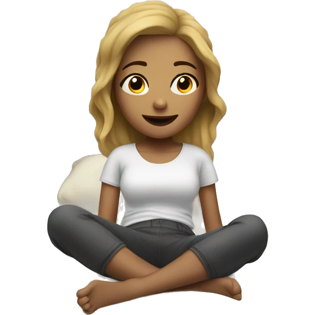 Light skin girl watching tv while on bed emoji