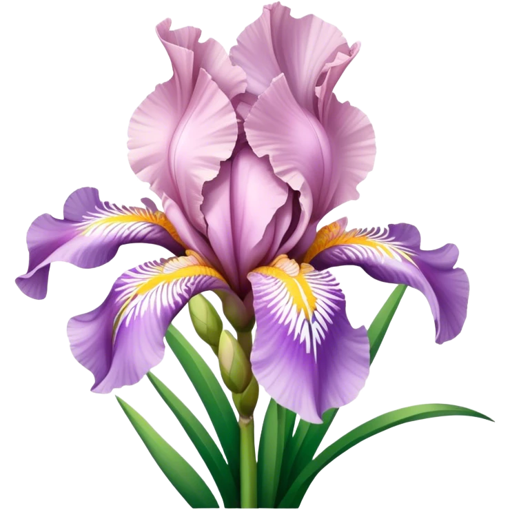 big bouquet Soft Pink Iris, luxuriant, leaf, bud emoji