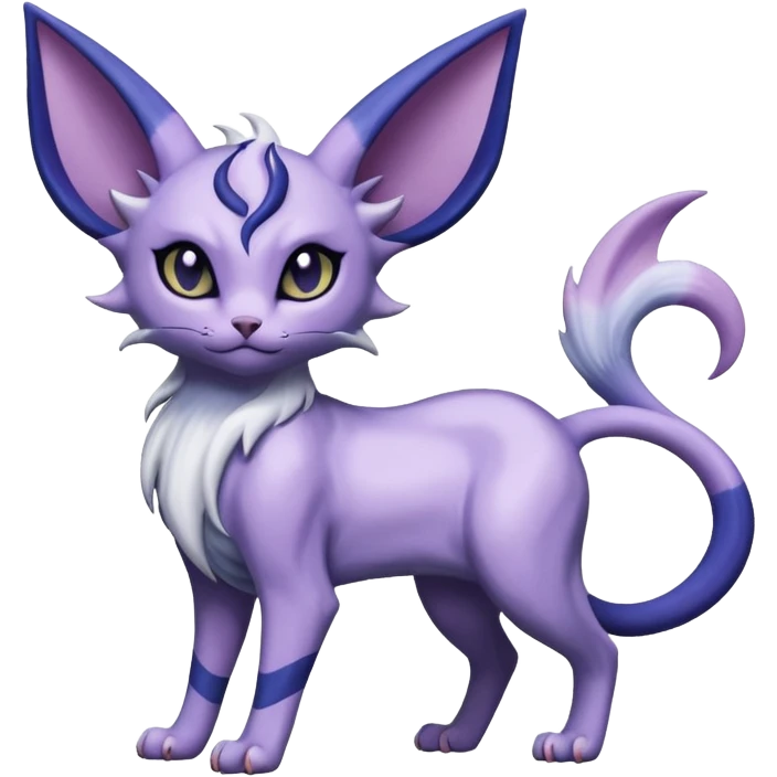 Dusky Purple-Navy Velvet-Coated Shadow-Striated Elegant Feline Absol-Espeon hybrid creature (full body) emoji