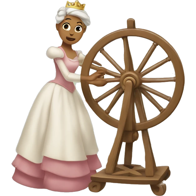 The princess spins threads on a spinning wheel emoji