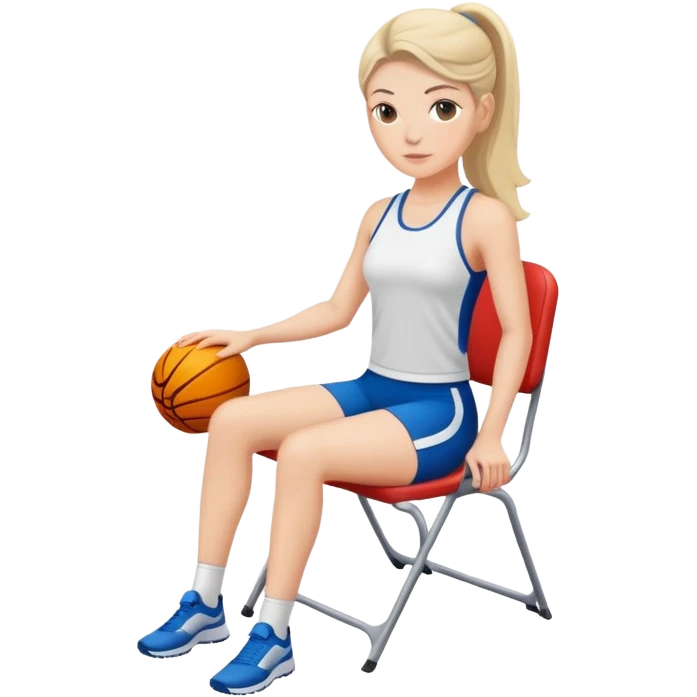 white woman in sport sitting down on a chair emoji