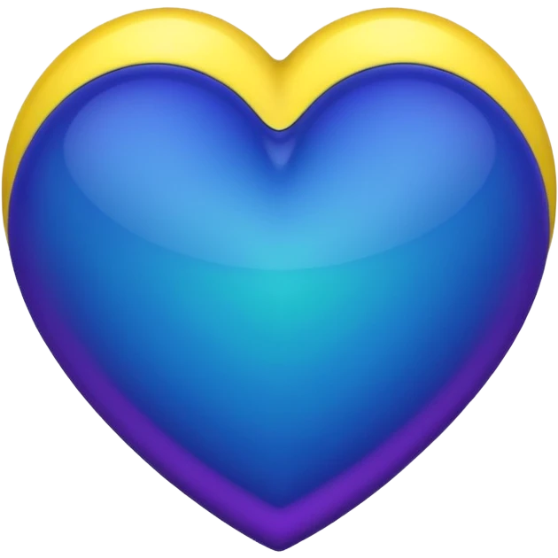 Heart with cobalt blue, purple, green, black, and yellow emoji