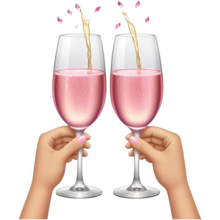 champagne glasses with pink champagne giving cheers with hands emoji
