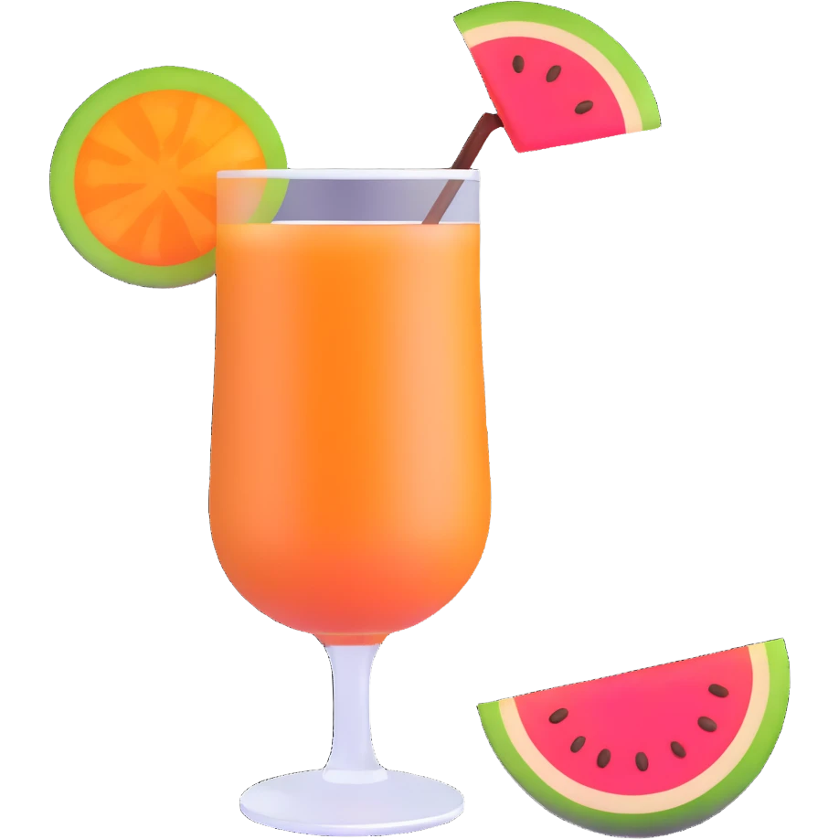 melón carajillo drink with coffee, brandy, and melon slice garnish emoji