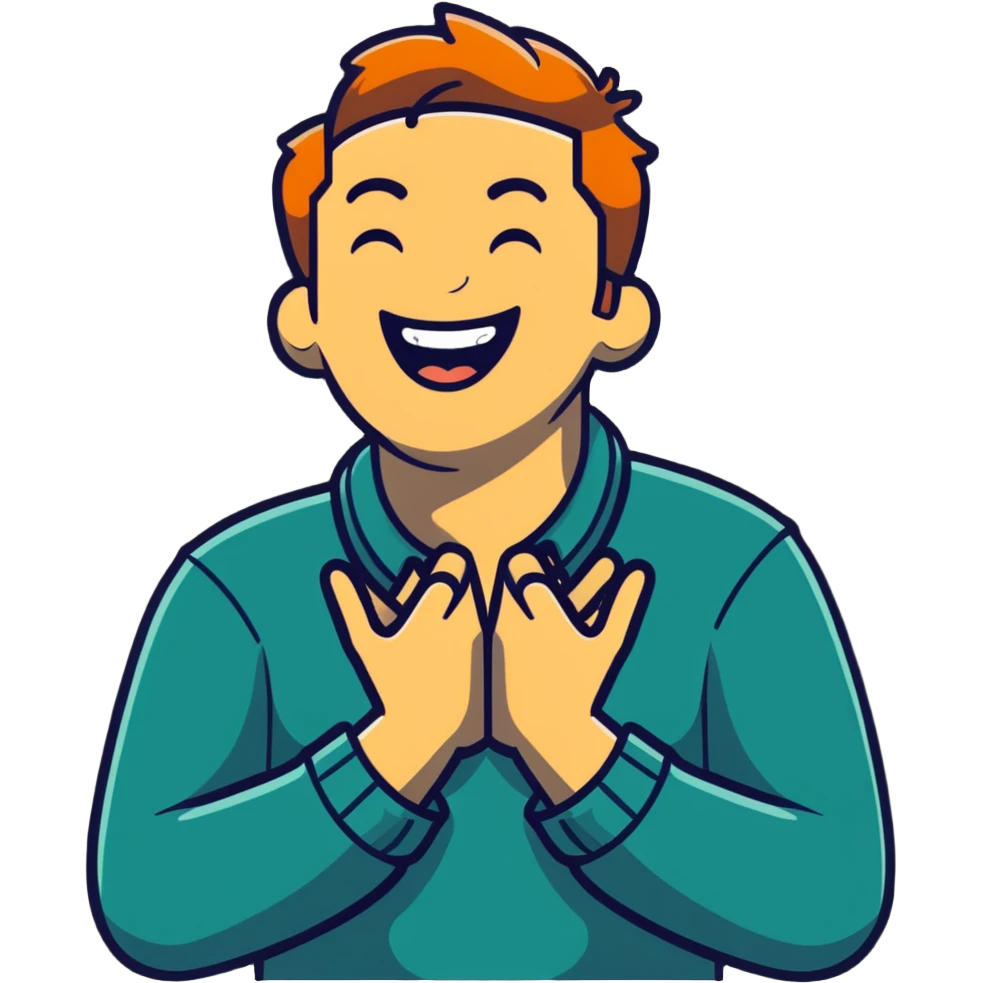 man with hands on neck laughing  emoji