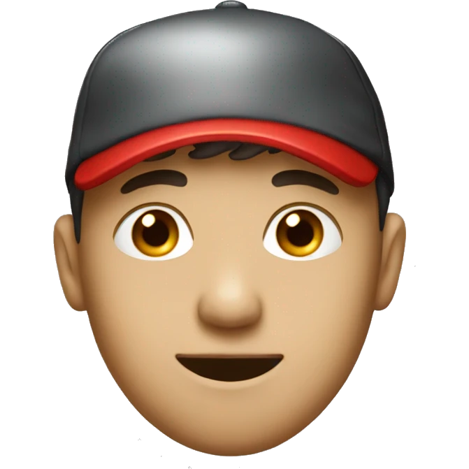 a young man with a red cap big nose emoji