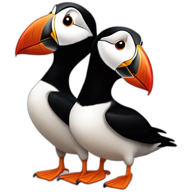 Two cuddling puffins emoji