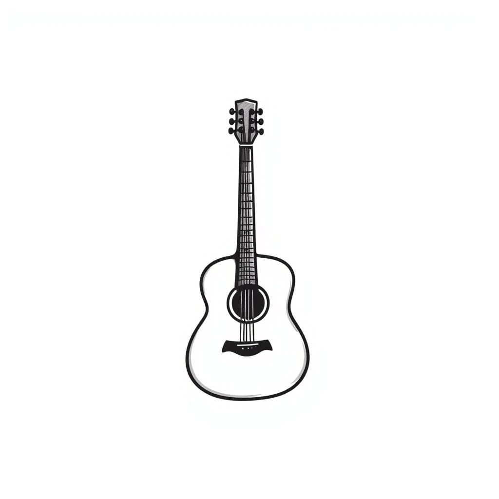 hand-drawn acoustic guitar with strings and sound hole emoji