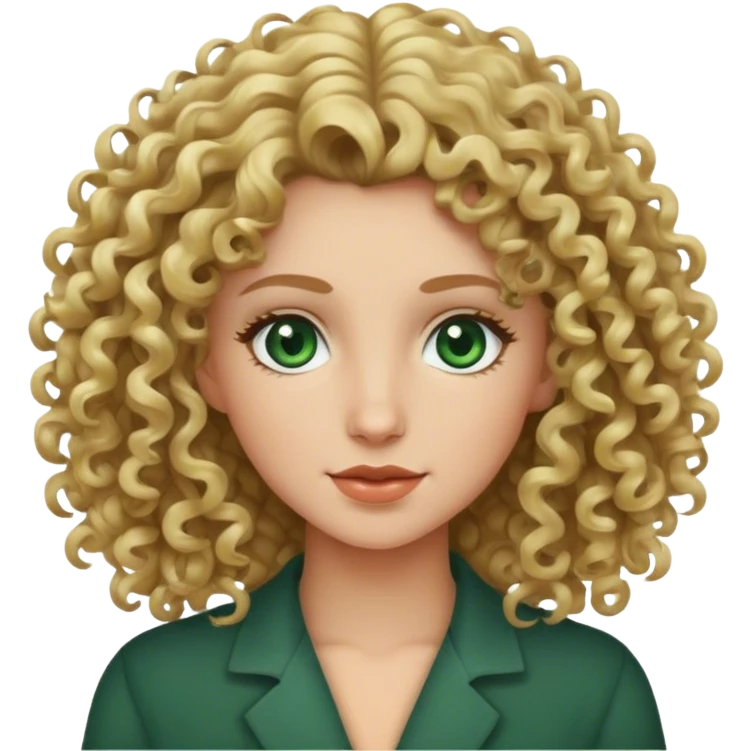 Curly haired blonde, dark green eyes  emoji