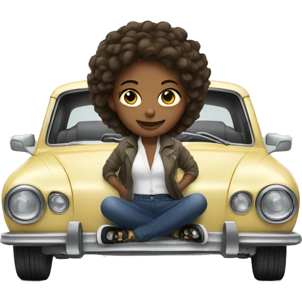 girls in stylish car emoji