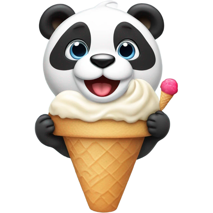Panda eating ice cream emoji