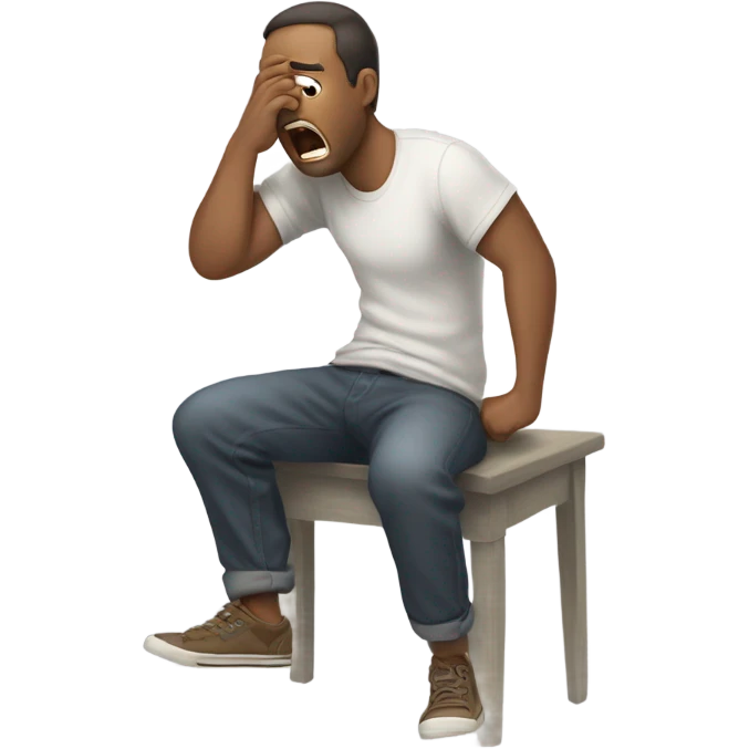 The drooling man thinks very carefully and then his shoe bursts. emoji