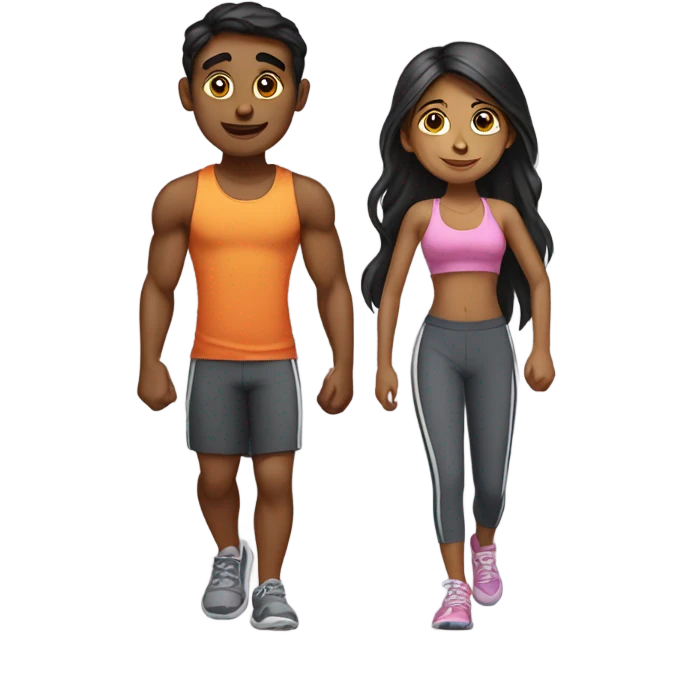two Indians one girl and one boy going to the gym together emoji