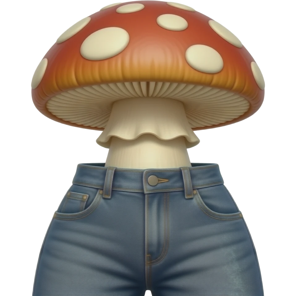 man with large mushroom sticking out of his pants emoji