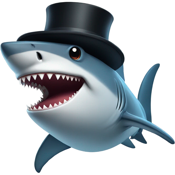Shark with a top hat emoji