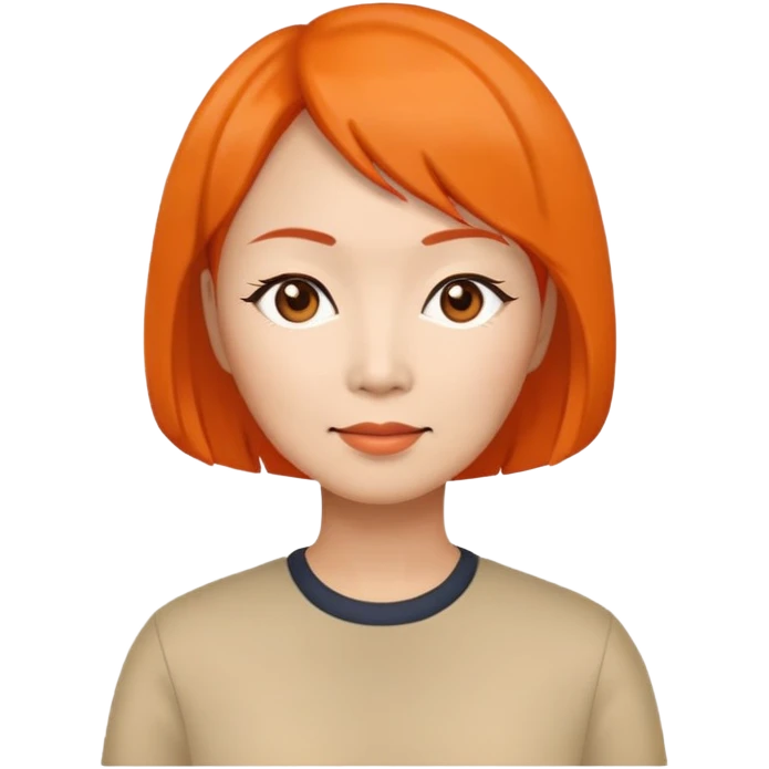 Asian middle aged woman with orange bob emoji