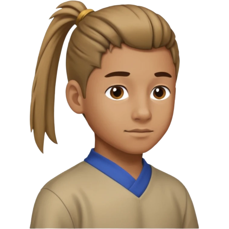 boy with ponytail, 3/4 view emoji