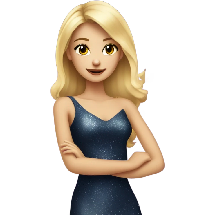 Blonde girl in dress at New Year’s party emoji