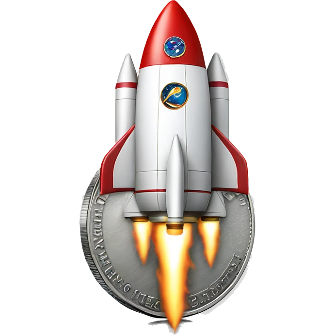 rocket on a silver coin  emoji