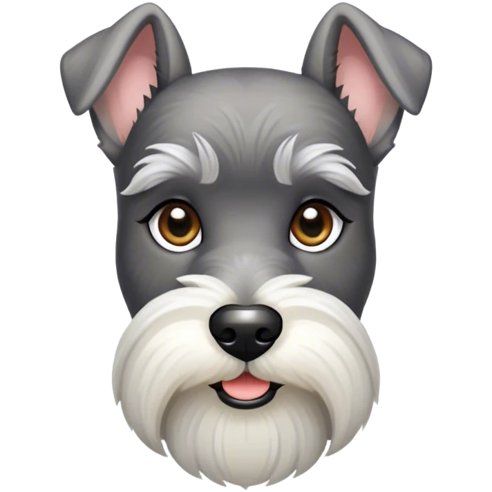 Cinematic Noble Miniature Schnauzer Portrait Emoji, Standing with a proud and stately demeanor, showcasing a sharply defined, salt-and-pepper fur with distinguished eyebrows and a confident, alert expression, simplified yet exquisitely detailed, glowing with a refined, dignified radiance, high shine, exuding intelligence and classic noble charm, soft glowing outline, capturing the essence of a noble Miniature Schnauzer that commands attention with effortless style! emoji