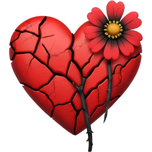 emo heart with a single wilted flower emoji