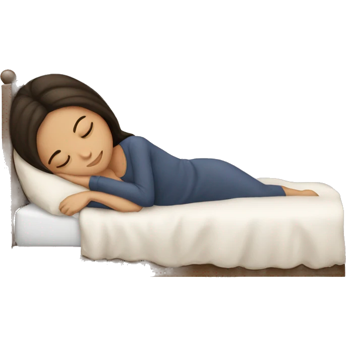 Brunette girl sleeping cozy emoji