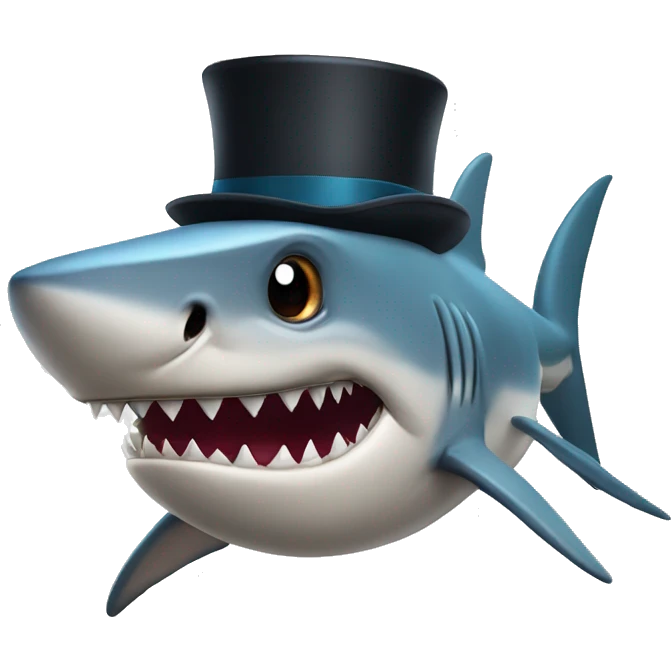 Shark with a top hat emoji