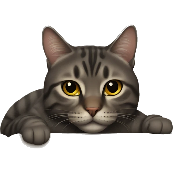Dark tabby cat laying on couch emoji