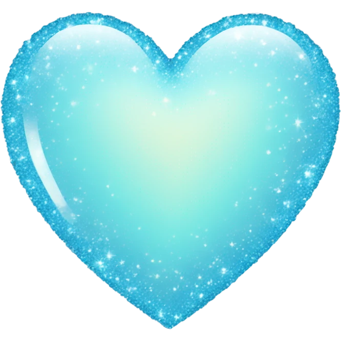 Light blue love heart with sparkles  emoji