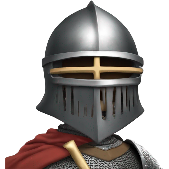 A knight we see only the shoulder and the head with the helmet on the head. add a sword and also a cross on the armour emoji