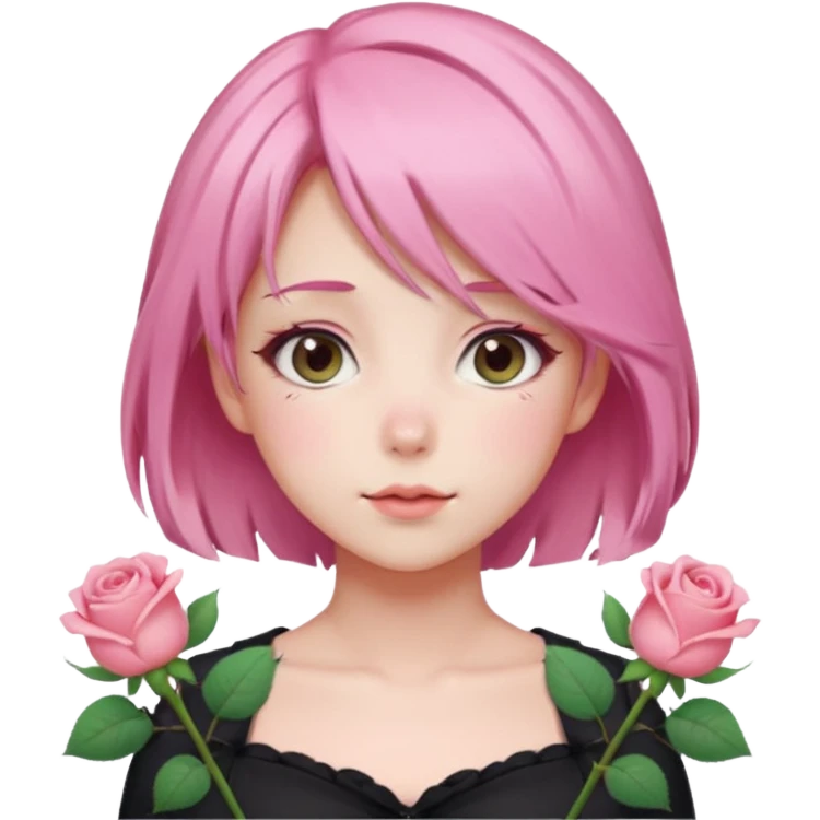 Gorgeous pastel pink anime lady roses with blushy cheeks emoji