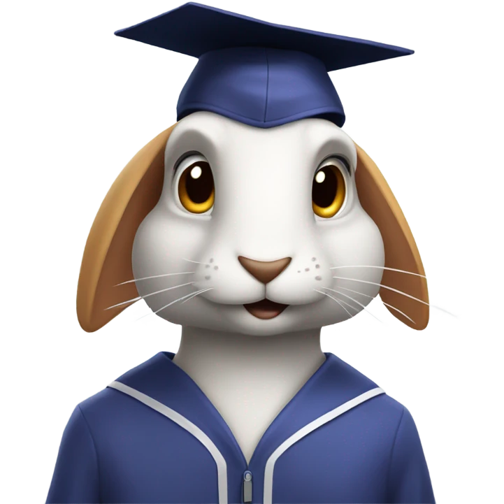 fast rabbit profile graduation hat emoji