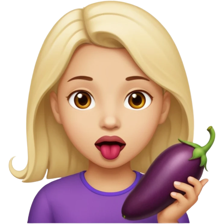 girl brinjal in mouth emoji