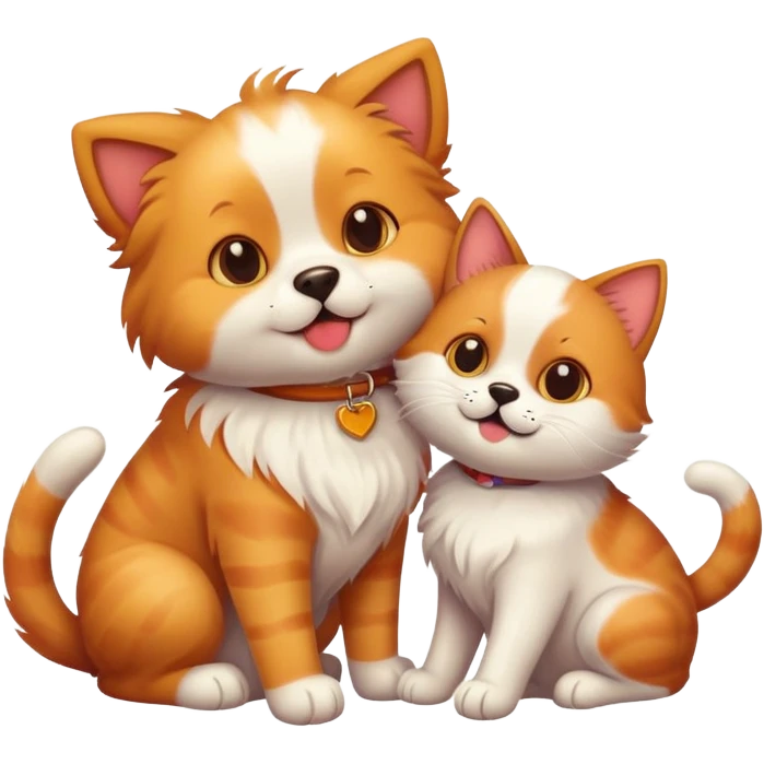 friendly cat and dog together emoji