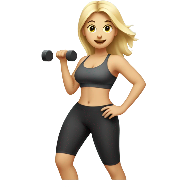 Blonde girl working out to lose weight. She is gorgeous curvy girl emoji