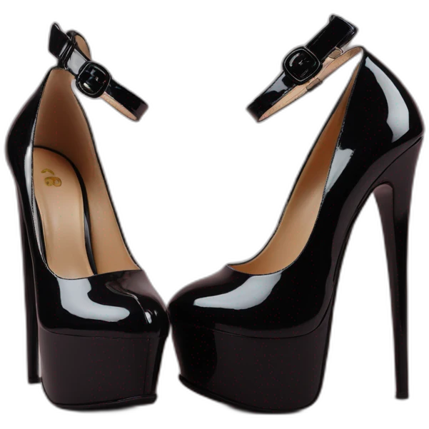 One Black Patent Leather Daffodile Platform Heels emoji