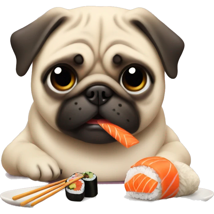 Pug eating sushi  emoji