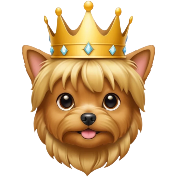 Cute Yorkshire terrier golden coloring wearing crown emoji