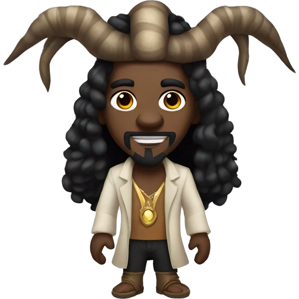 A modern witchdoctor, An African male with pointed ears with long black curly hair emoji