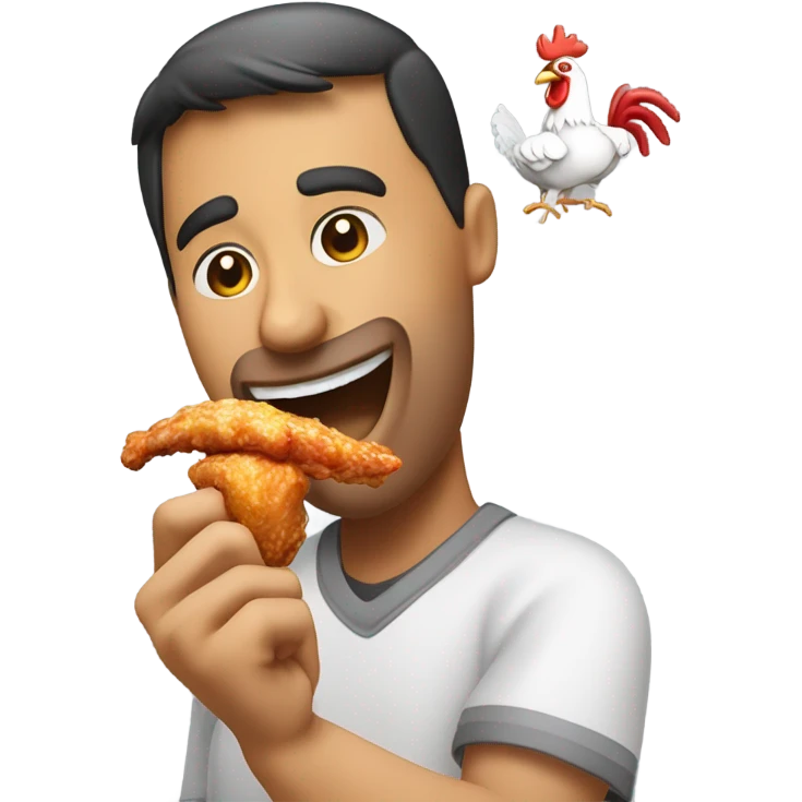 Eating chicken wing dry with the bone half way in the mouth emoji