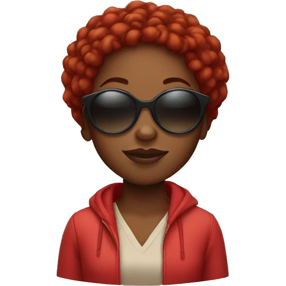 Black girl with sunglasses and red hair emoji
