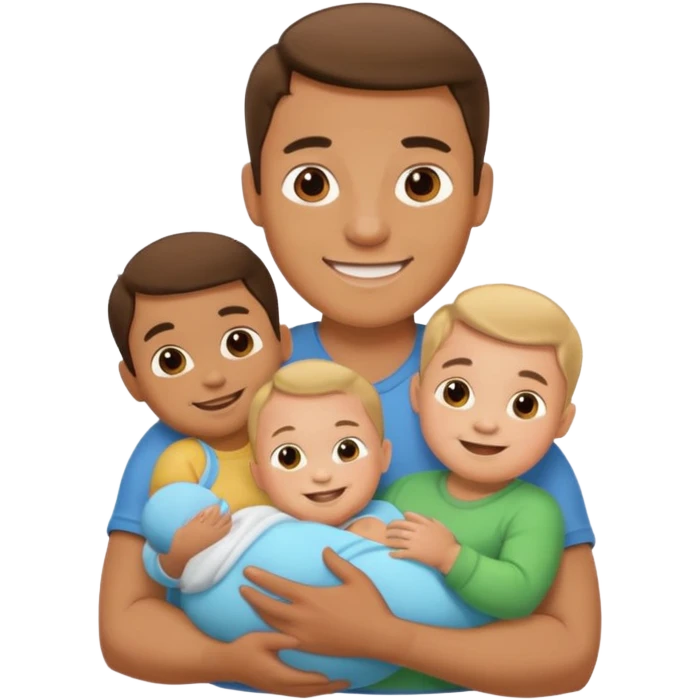 man with three babies emoji