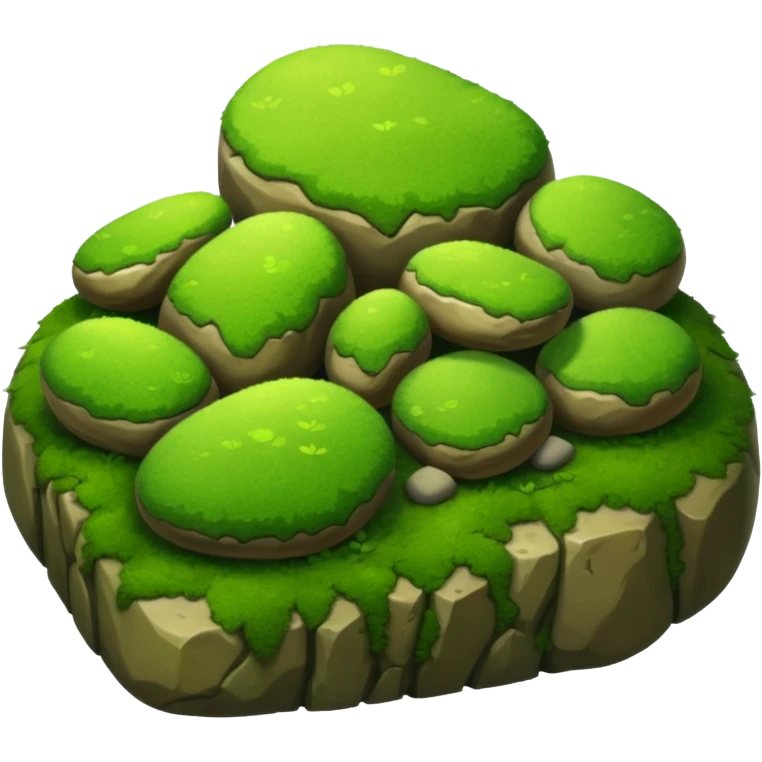A patch of bright moss covering smooth forest stones.









































 emoji